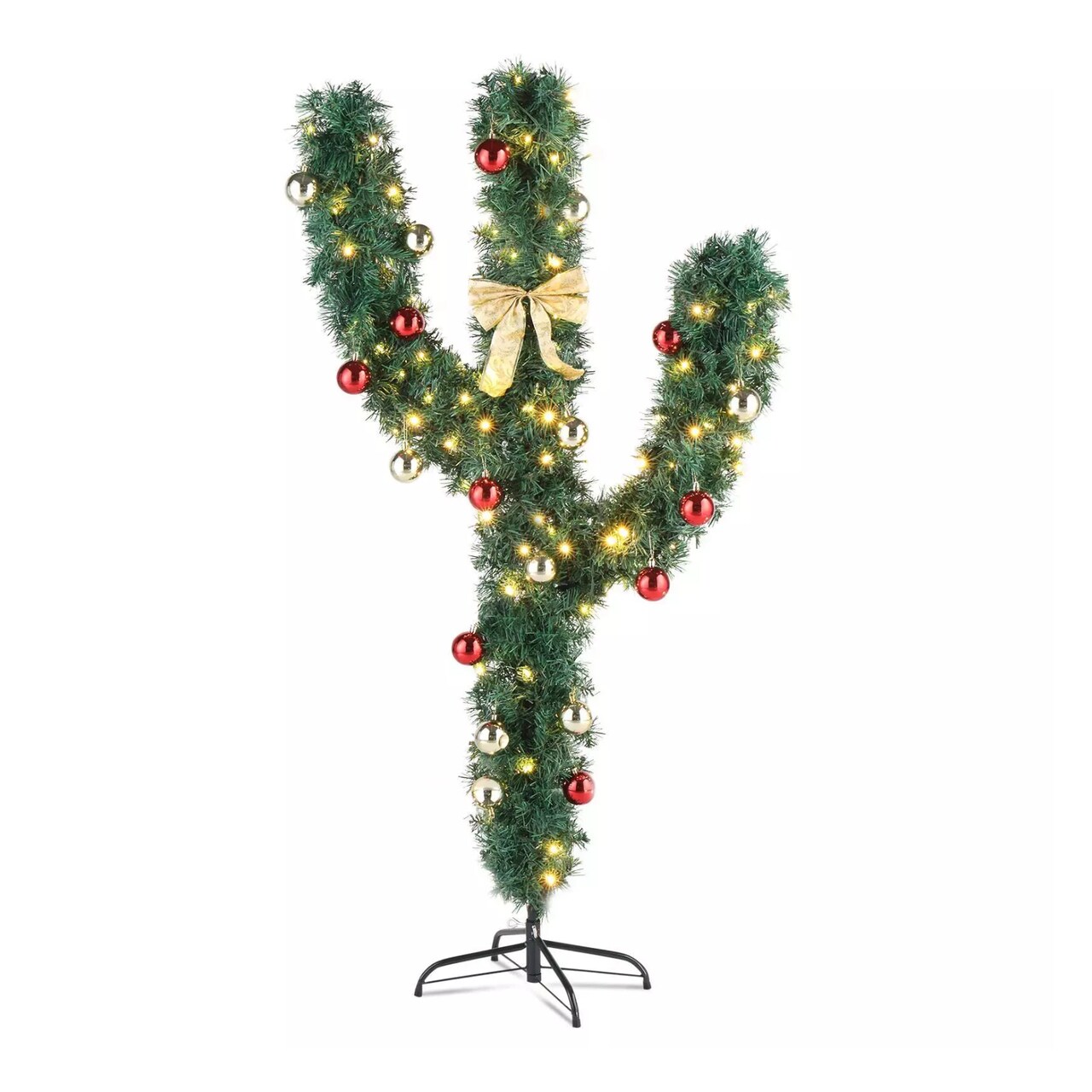 Kitcheniva 5 Ft Pre-Lit Cactus Artificial Christmas Tree Decor With LED Light